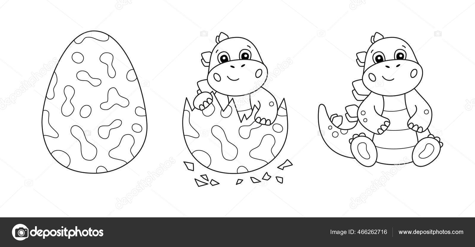 Dinosaur egg and cute little dinosaur for kid coloring book baby stegosaurus children puzzle game â kuvapankkivektori elena pimukova