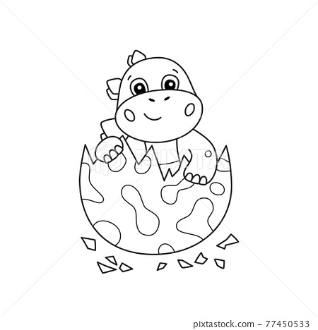 Cute little dinosaur hatches from an egg dino