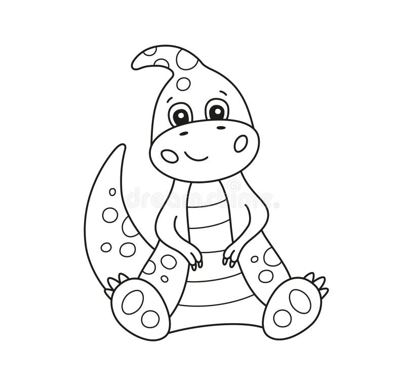 Cute little dinosaur for kid coloring book children puzzle game stock vector