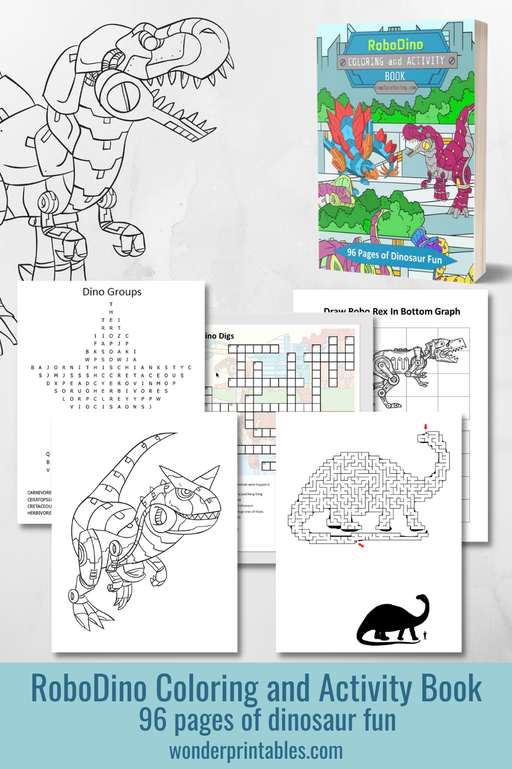 Robodino coloring and activity book printable â wonder printables