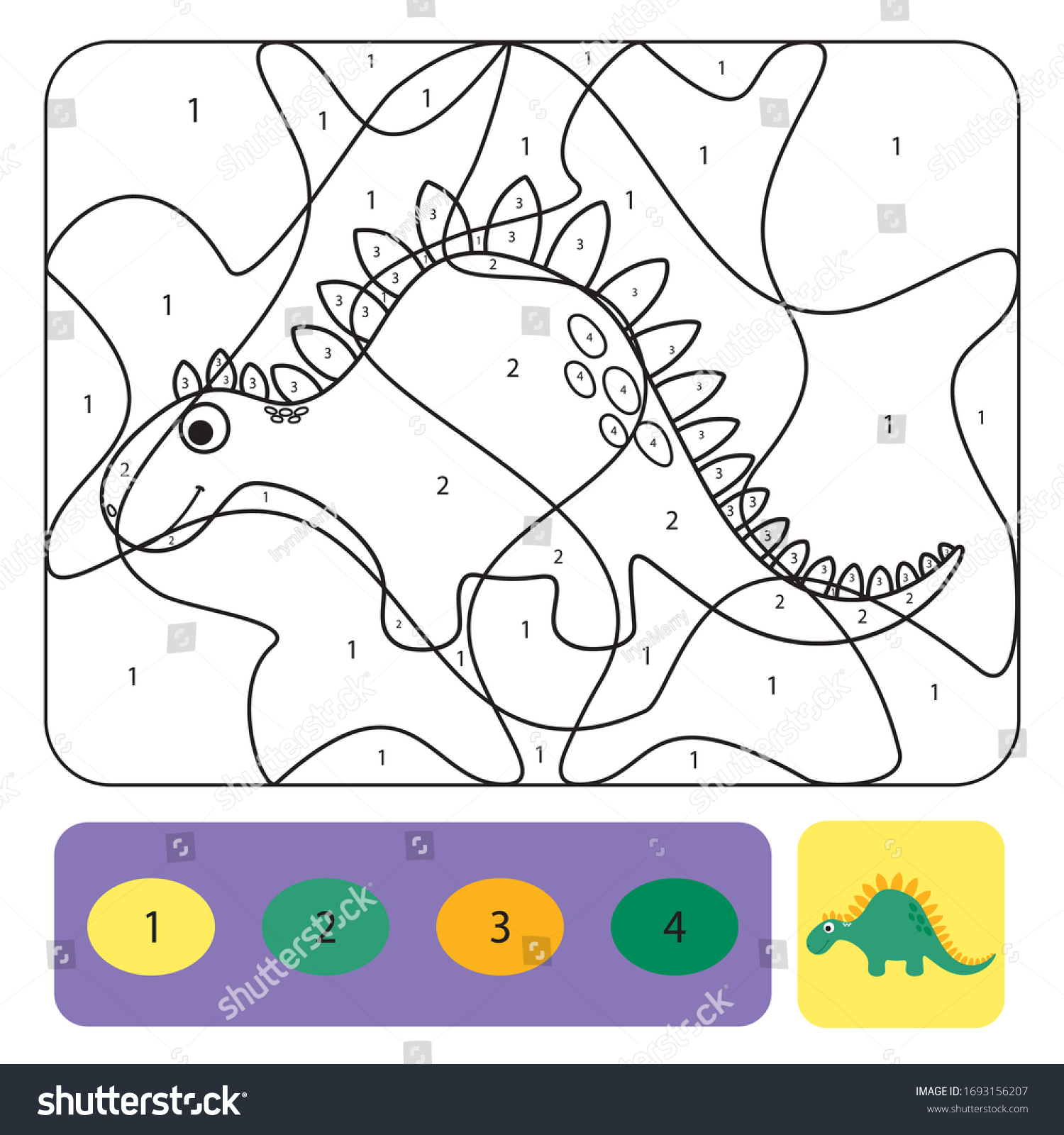 Cute dino coloring page kids printable stock vector royalty free