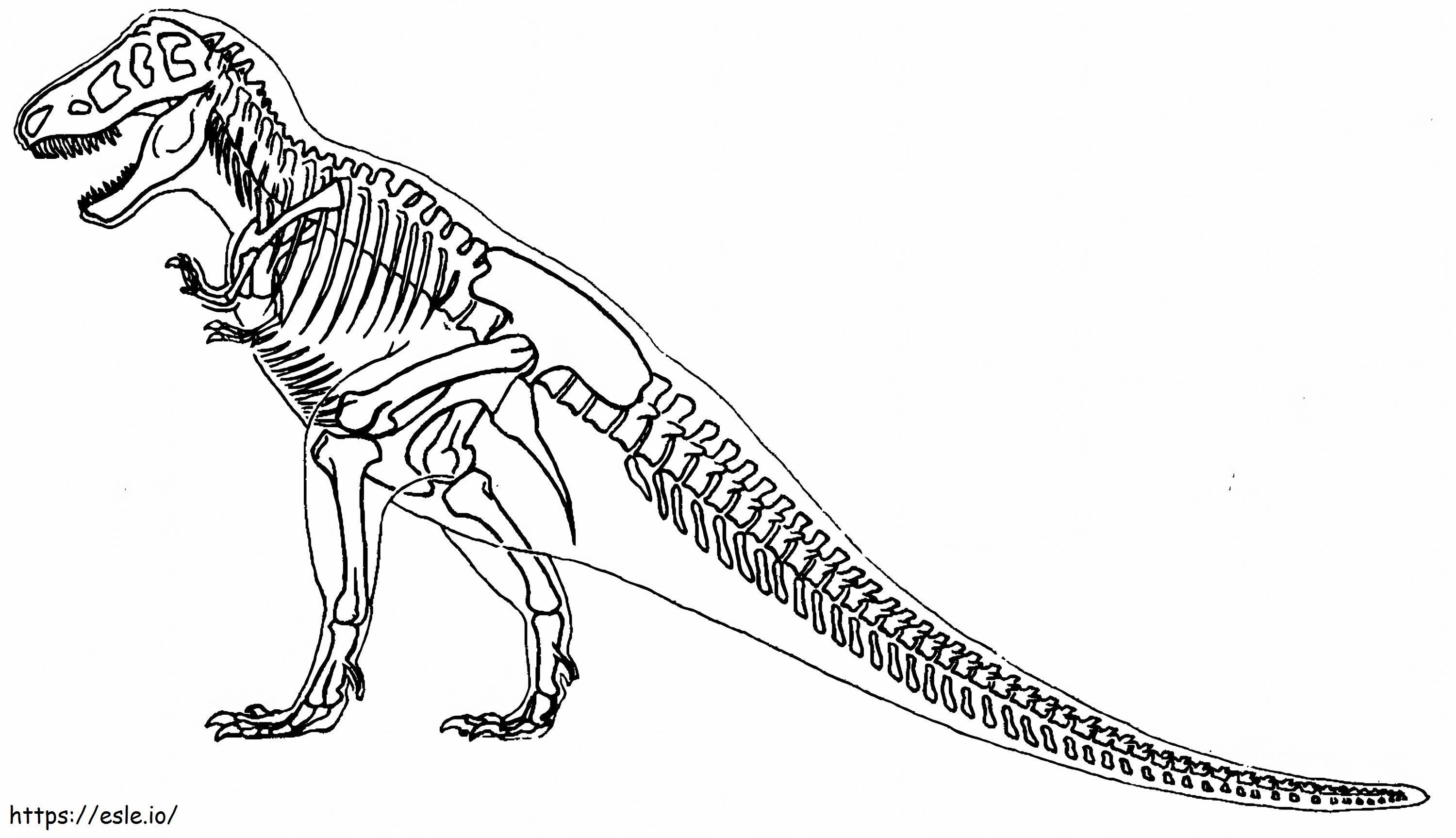T rex skeleton coloring page