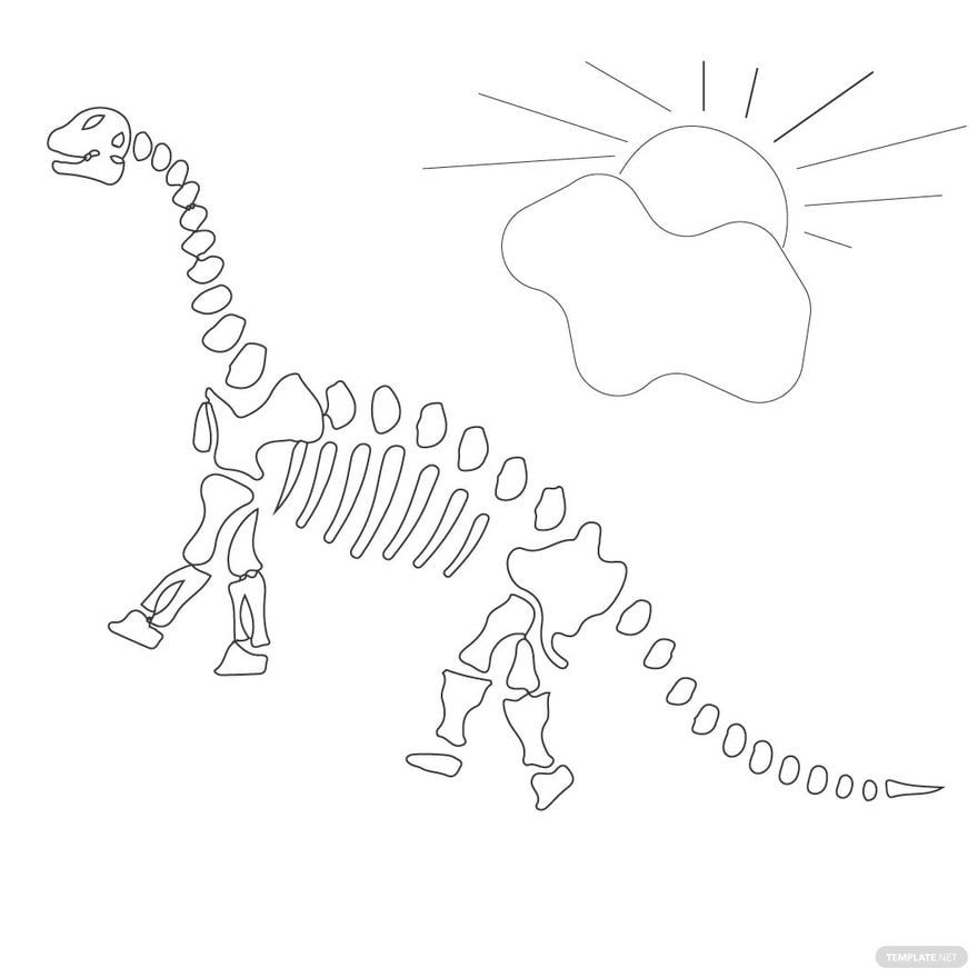 Free dinosaur skeleton coloring page