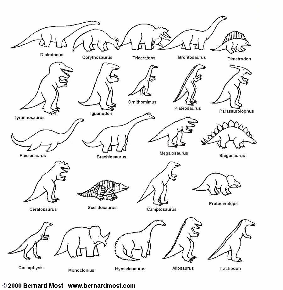 A full sheet of dinosaurs