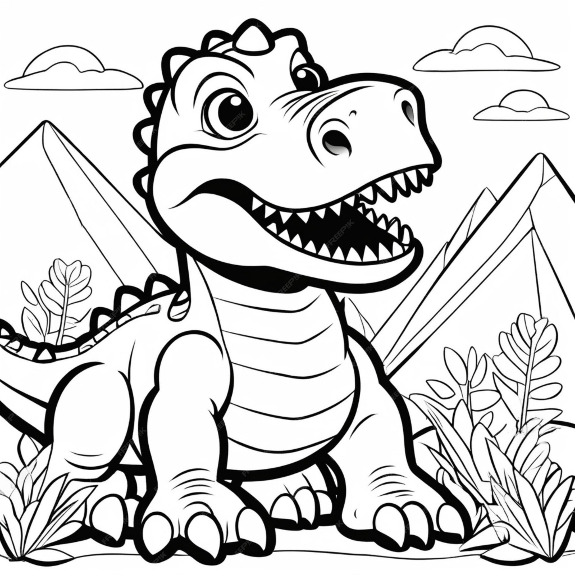 Pãgina para colorir de dinossauro para impressão para crianãas foto premium