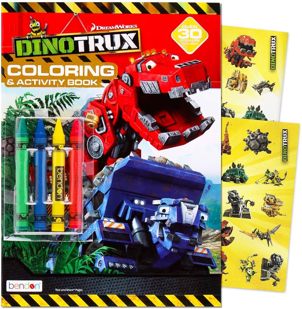 Dinotrux coloring book set with over stickers and jumbo toddler crayons buy online at best price in u