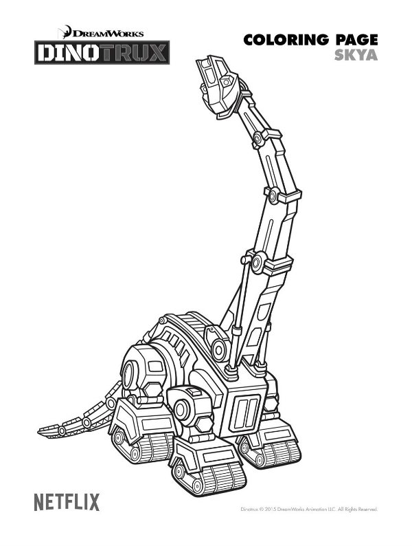 Free dinotrux skya coloring page