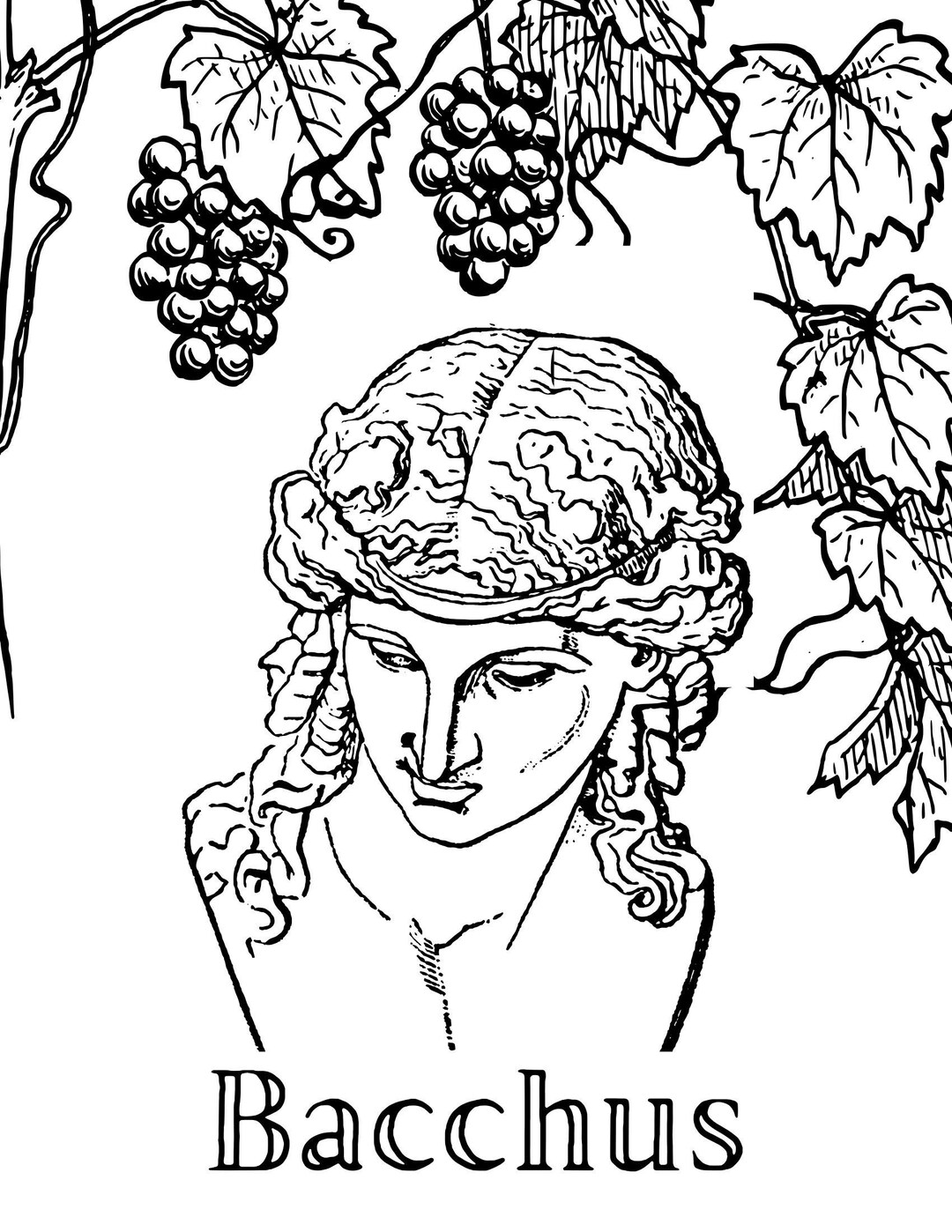 Bacchus dionysus roman god printable