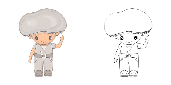 Mushroom clipart for coloring page and multicolored illustration adorable clip art mushroom stock illustration