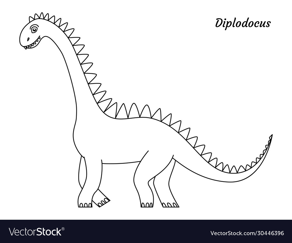 Coloring page outline diplodocus dinosaur vector image