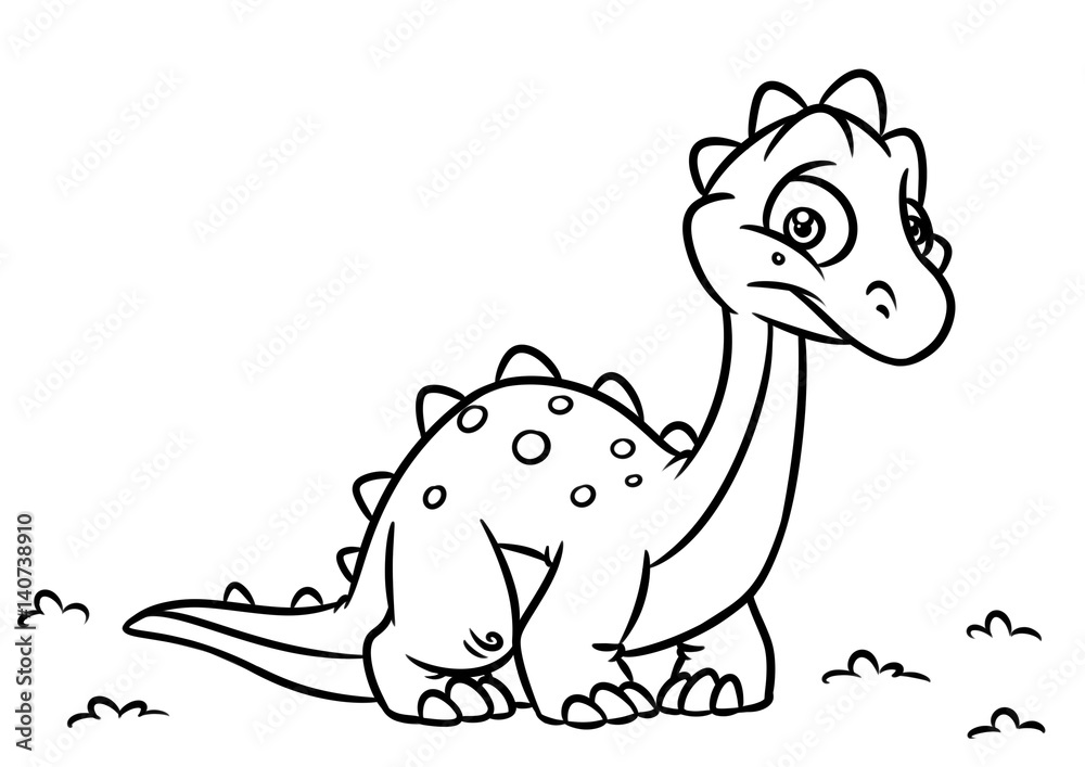 Dinosaur diplodocus coloring page cartoon illustrations isolated image animal character illustration