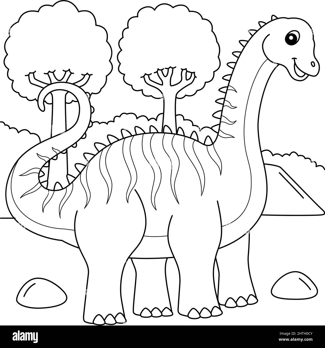 Diplodocus coloring page for kids stock vector image art