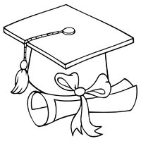 Graduate cap and diploma coloring pages