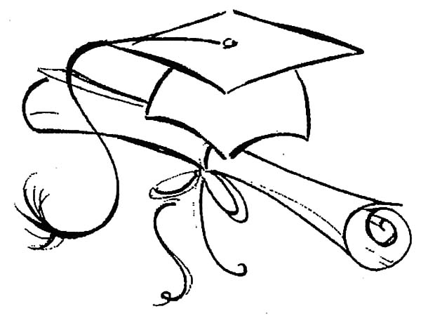 Northwoods sketch graduation cap and diploma coloring pages color luna