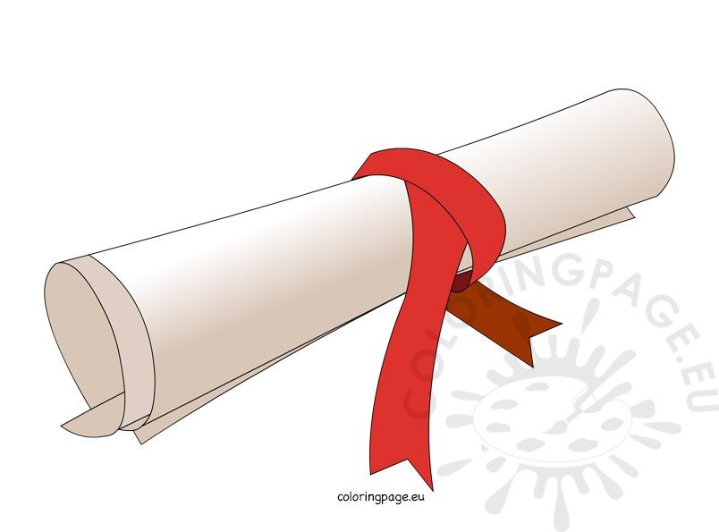 Free rolled diploma coloring page