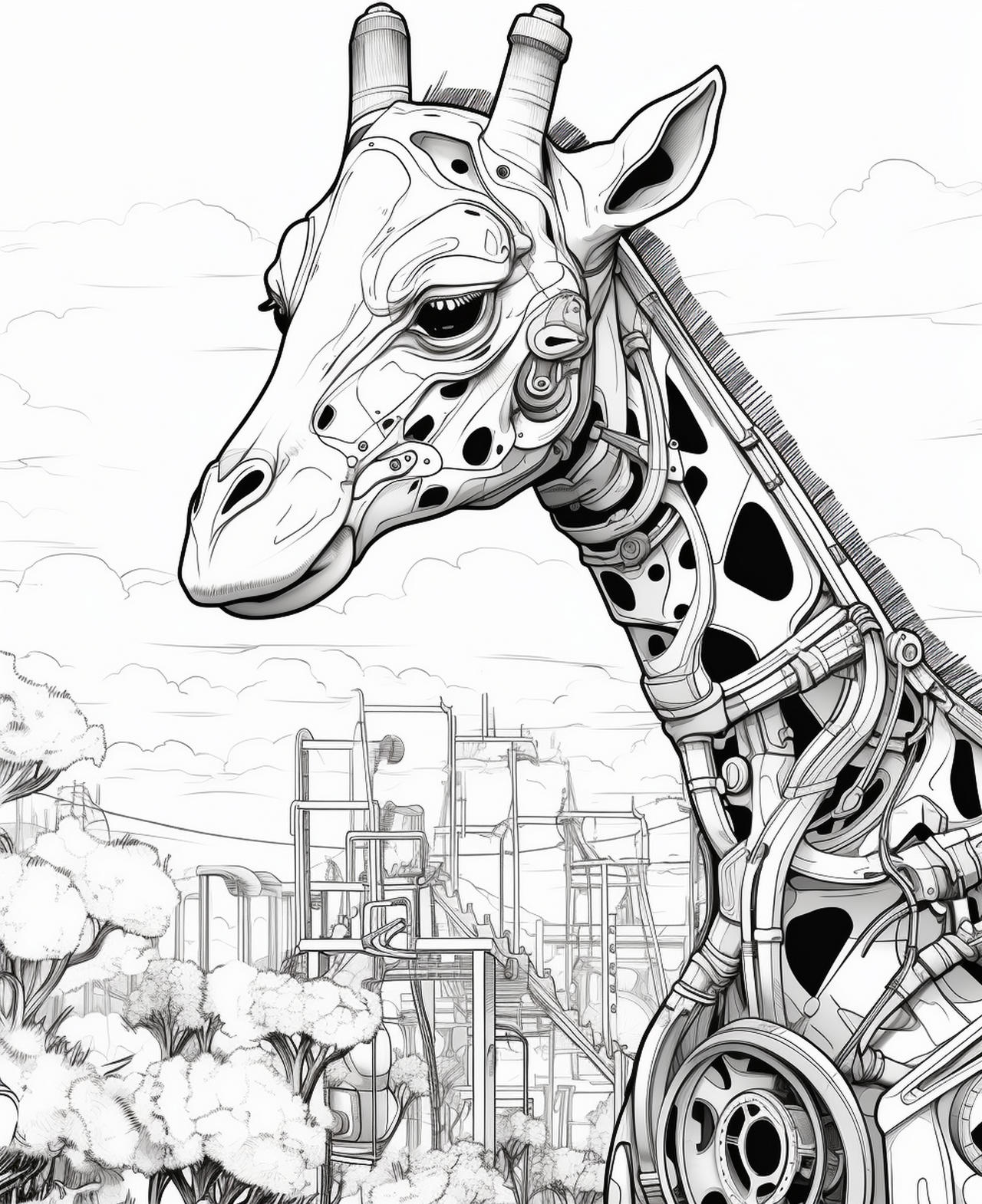 Fantastic robot giraffes premium coloring pages by coloringbooksart on