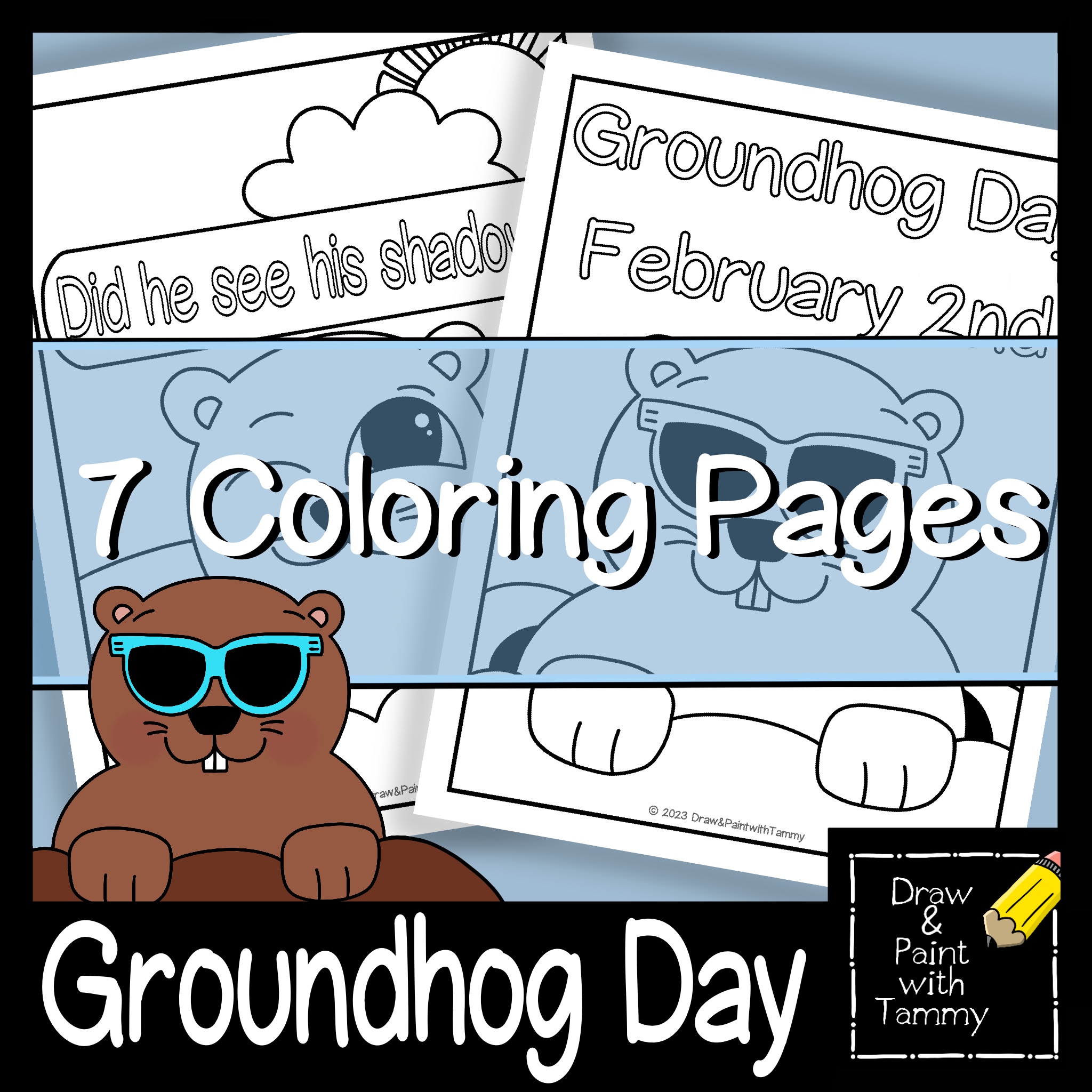 Groundhog day theme february printable coloring pages