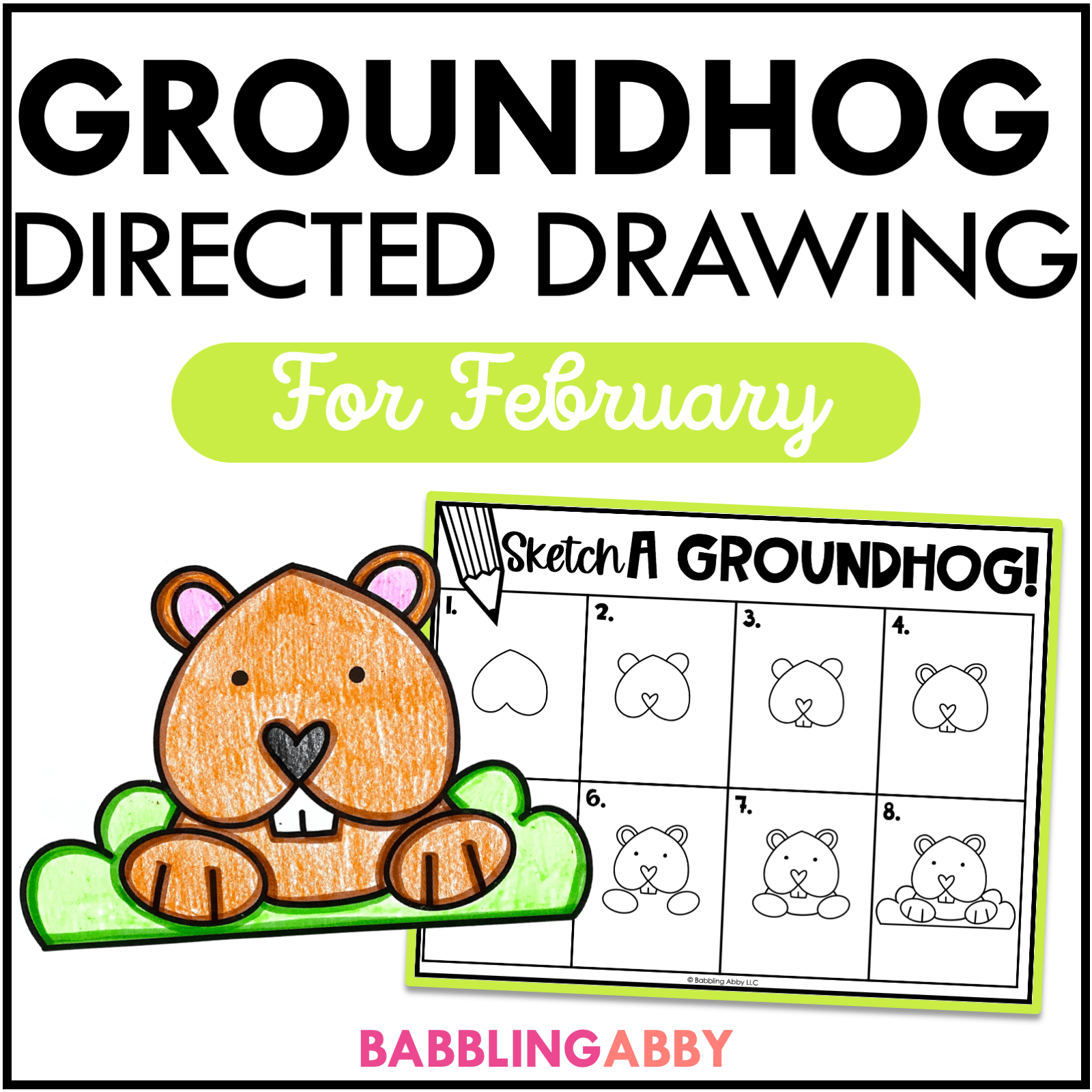 How to draw a groundhog directed drawing for following directions coloring page