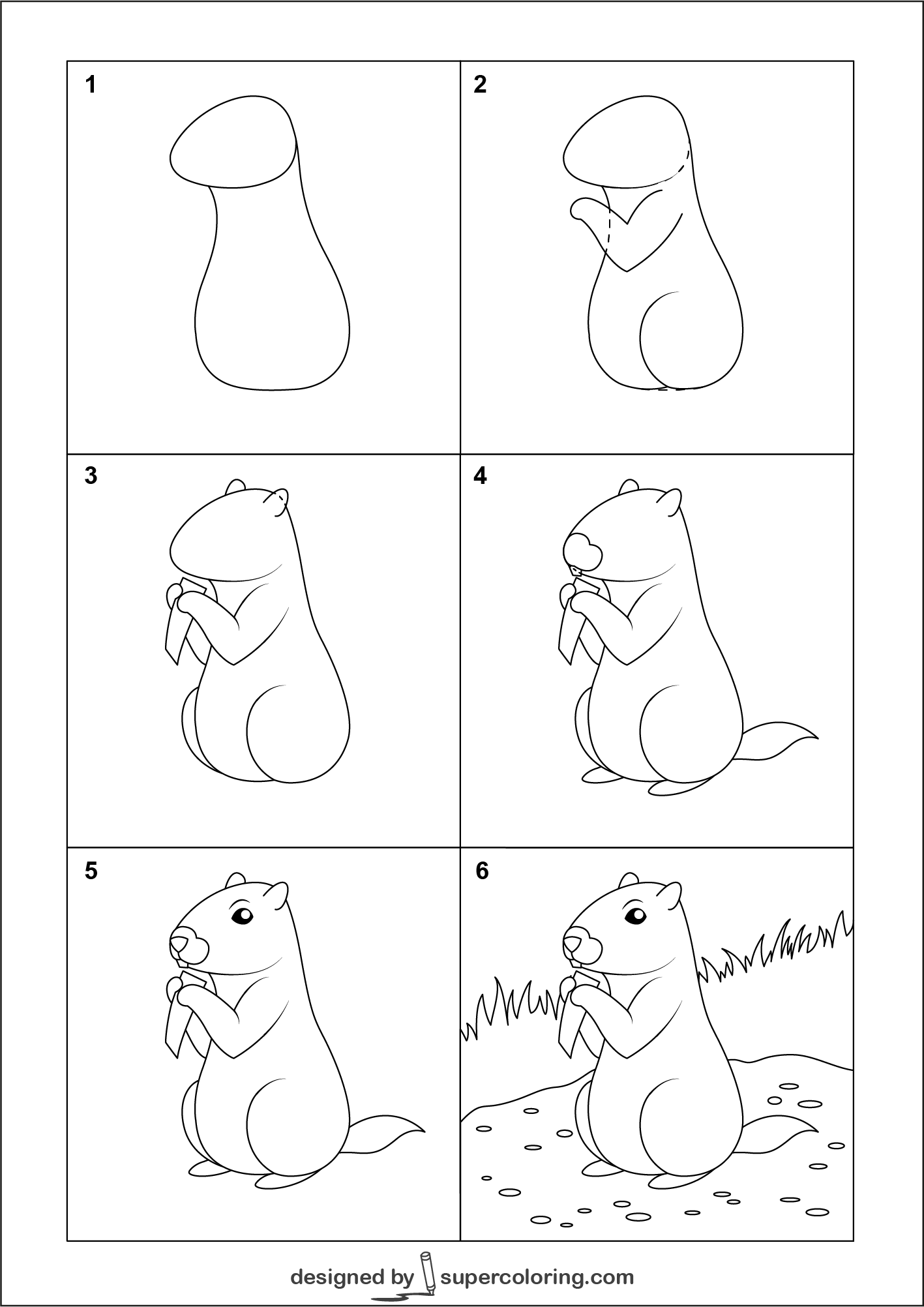 How to draw a cartoon groundhog free printable puzzle games