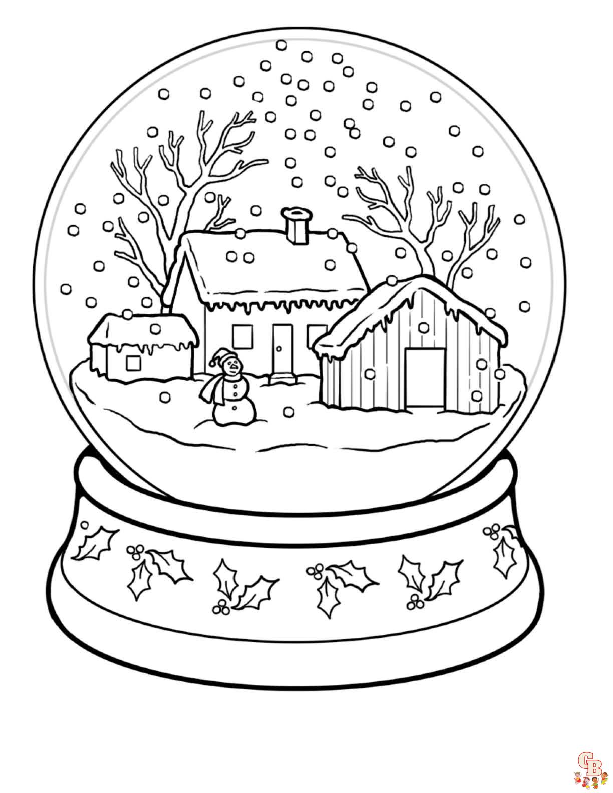 Fun and easy snowglobe coloring pages for kids free printable