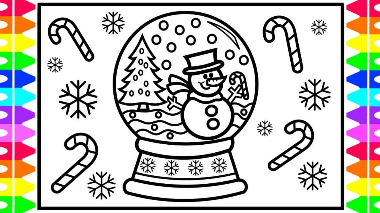 How to draw a snowan in a snow globe step by step snow globe drawing and coloring page christas