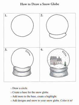 Easy snow globe guided drawing great for virtual distance art tpt