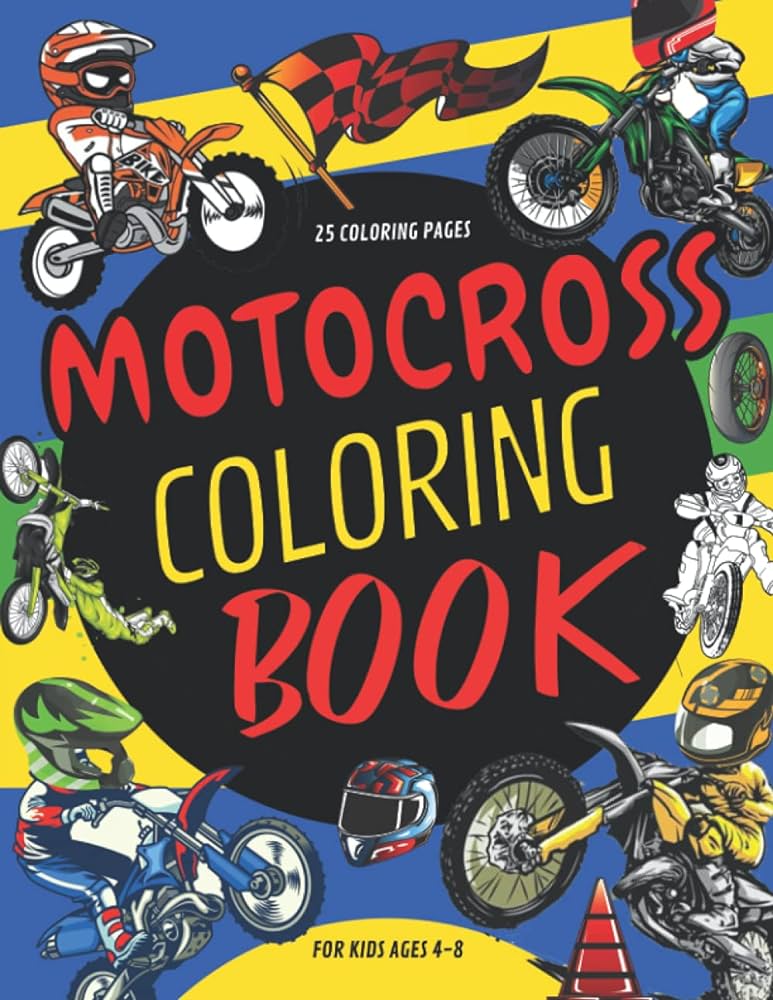 Motocross loring book for kids dirt bike louring pages for childrenboys and girls ages