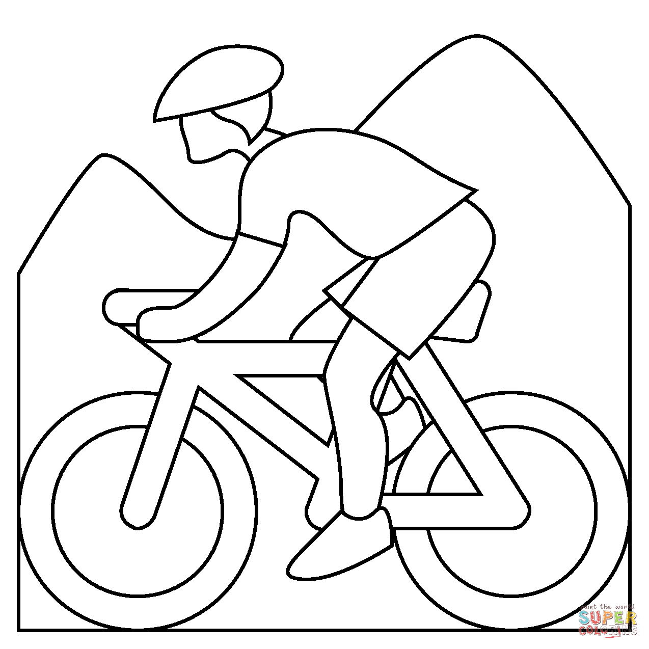 Person mountain biking emoji coloring page free printable coloring pages