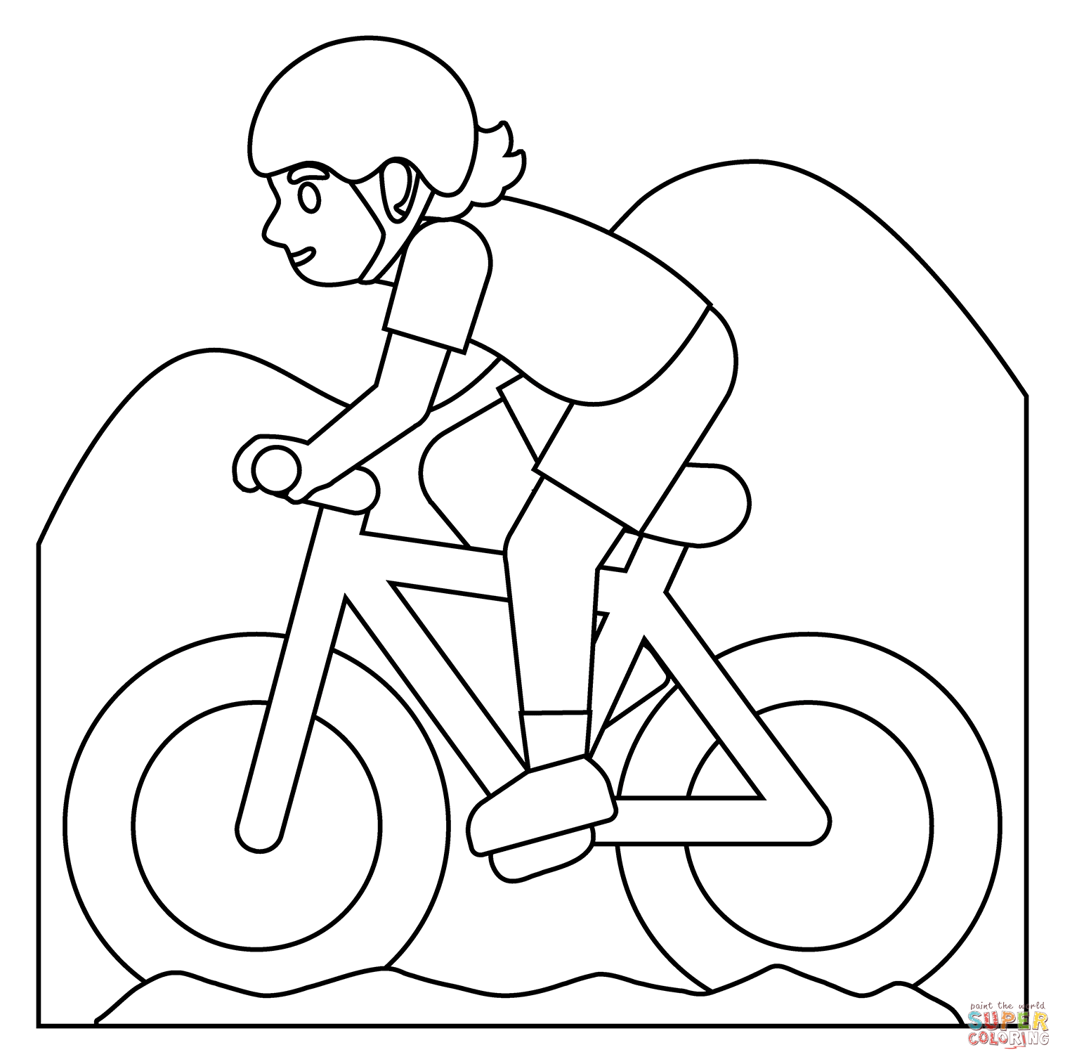 Person mountain biking emoji coloring page free printable coloring pages