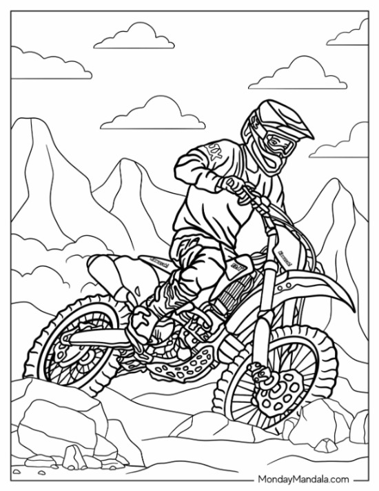Dirt bike coloring pages free pdf printables
