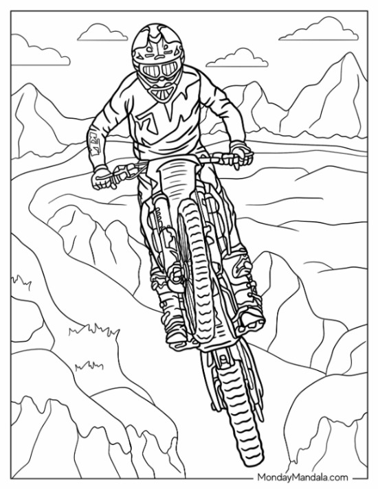 Dirt bike coloring pages free pdf printables