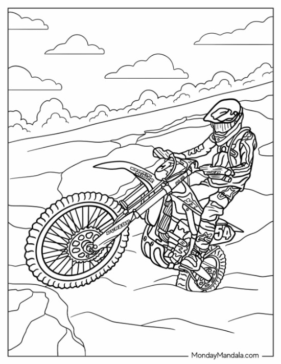 Dirt bike coloring pages free pdf printables