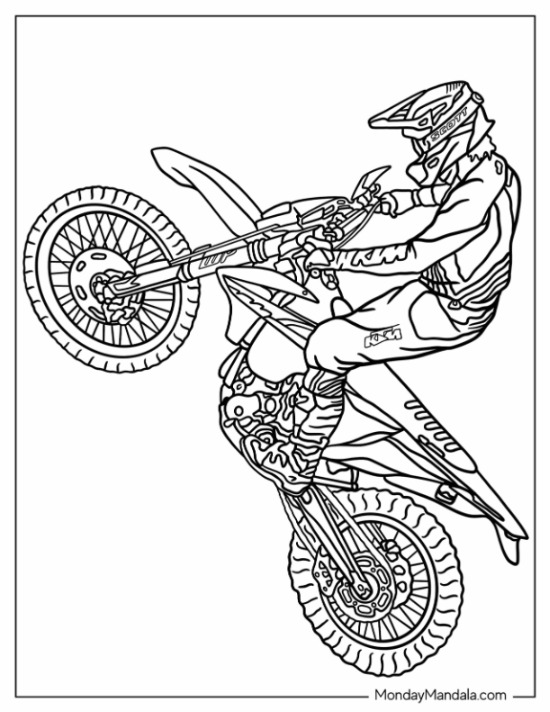 Dirt bike coloring pages free pdf printables