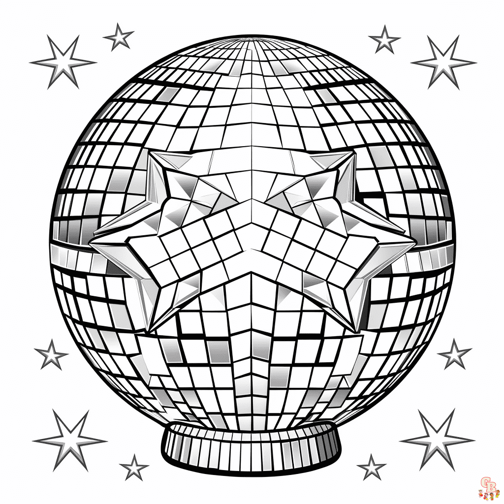 Printabe disco ball coloring pages free for kids and adults