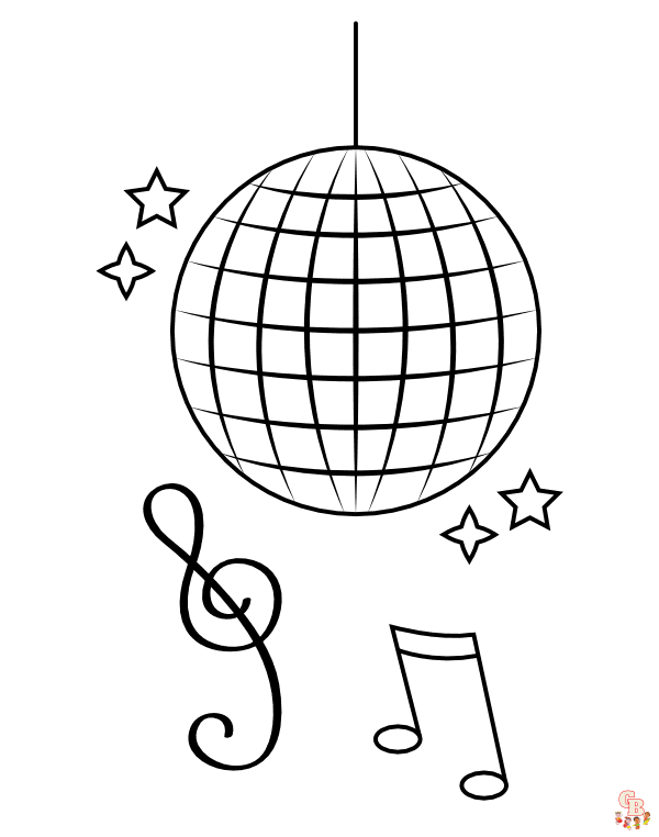 Printabe disco ball coloring pages free for kids and adults