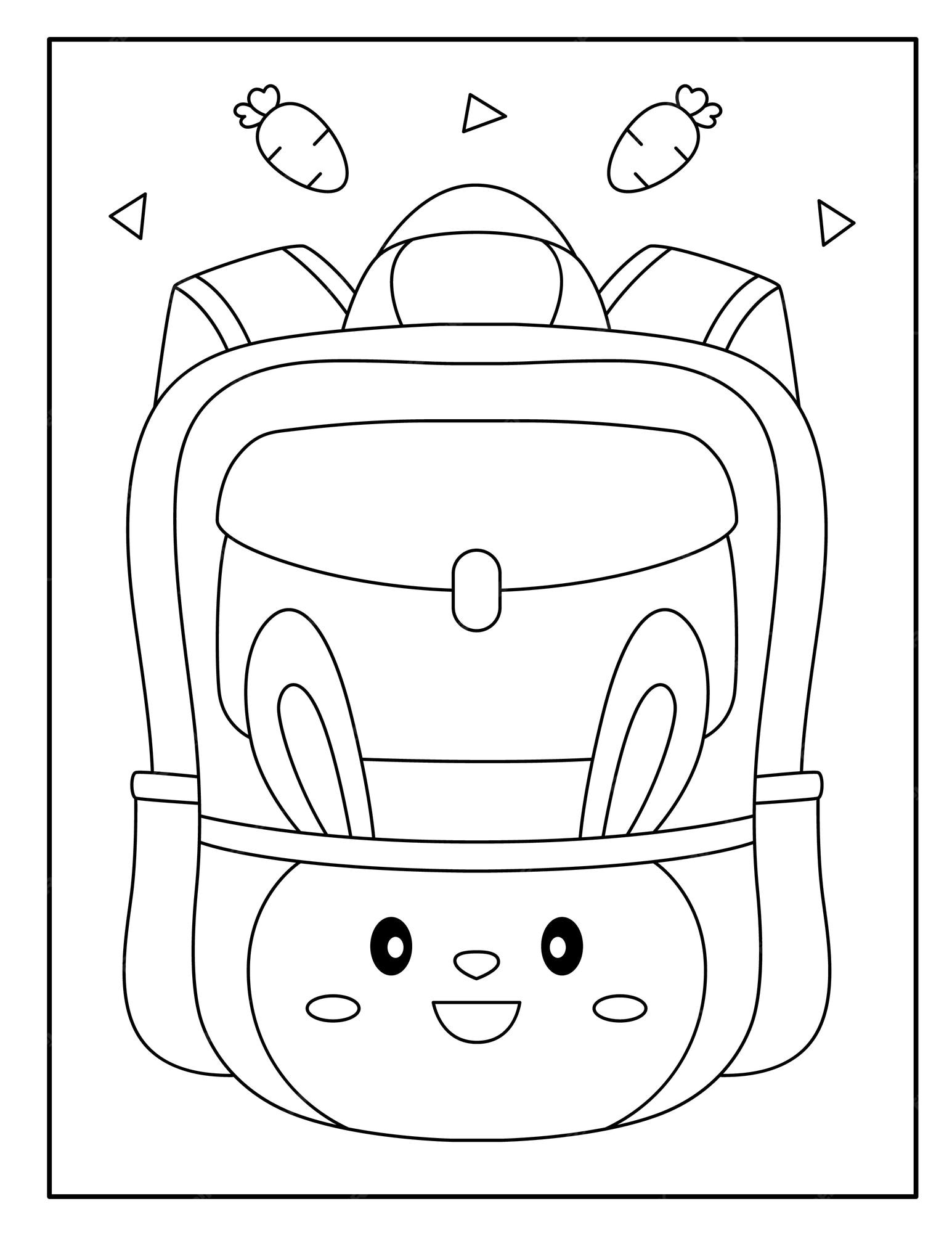 Premium vector school bag coloring pages for kids