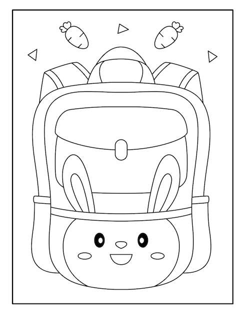 Premium vector school bag coloring pages for kids