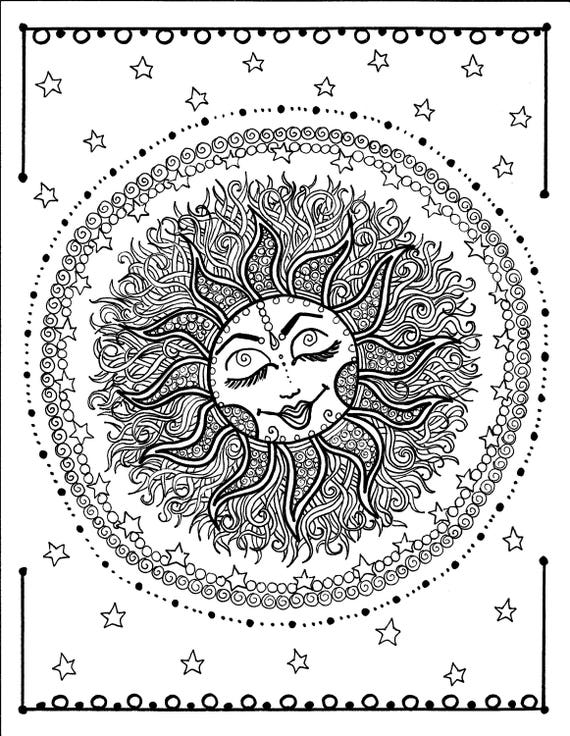 Pãginas mandala digital coloring pages dibujado a mano original estilo zen arte a color adulto libro para colorear sello digi sol flor zentangle