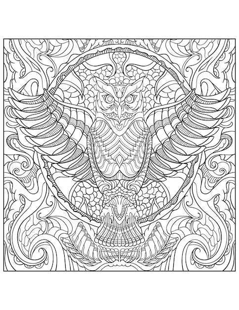 Buho mandala pãginas para colorear para adultos y niãos libro para colorear vector premium