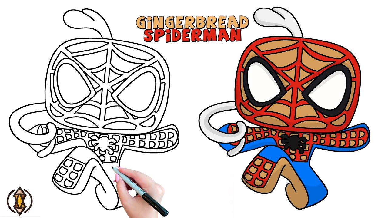 How to draw spiderman christmas edition step by step tutorial