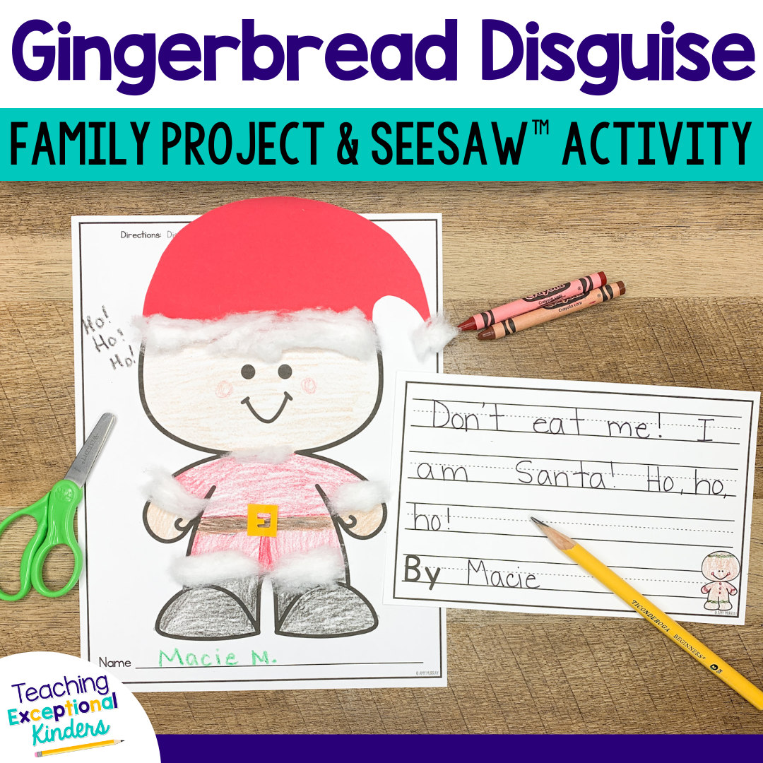 Disguise a gingerbread man project and seesaw activity