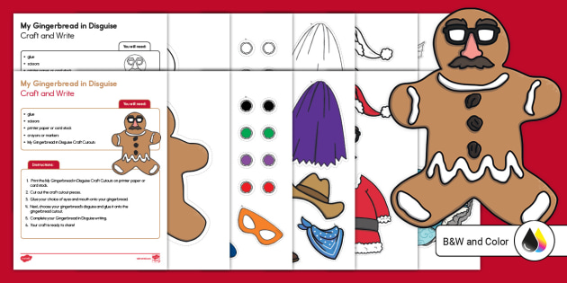 Gingerbread in disguise craft and write activity