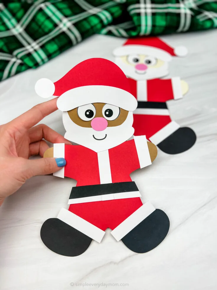 Gingerbread man disguised as santa craft for kids free template