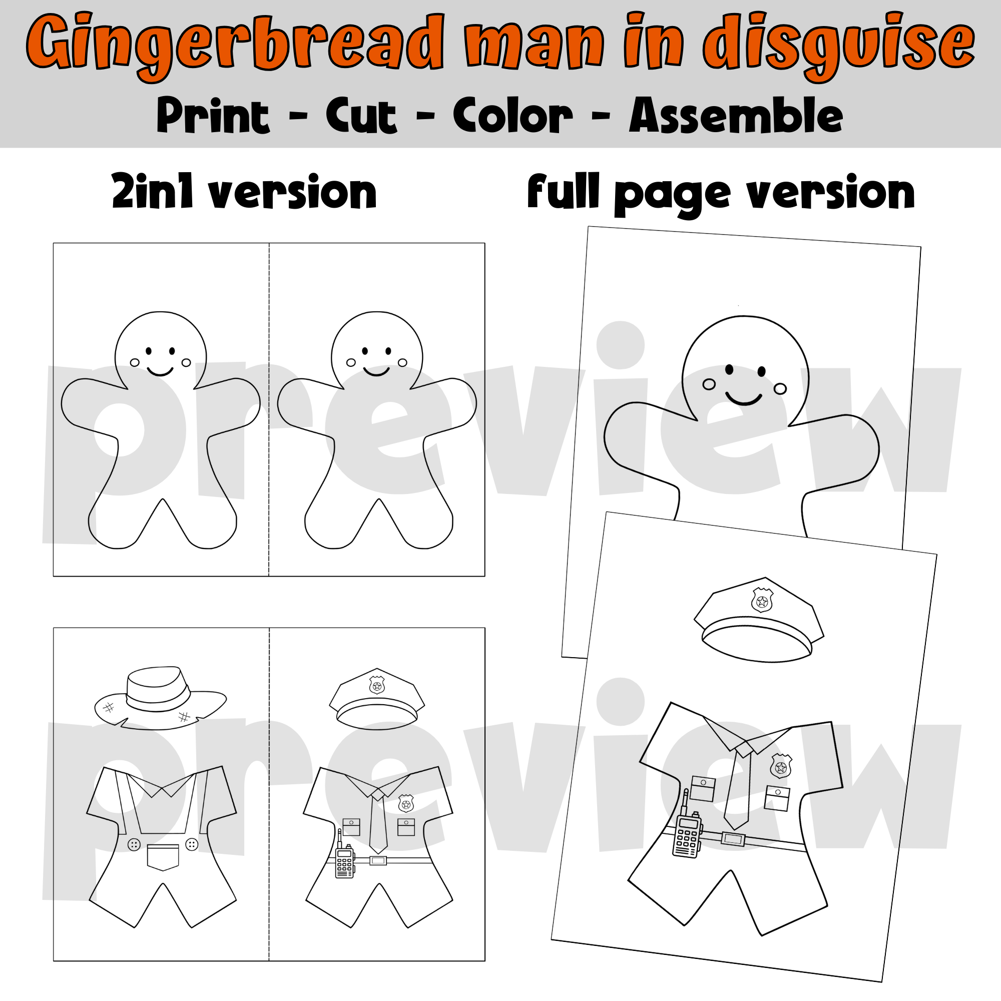 Gingerbread in disguise disguise a gingerbread man project pre