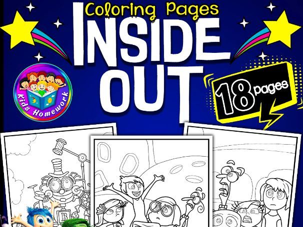 Inside out coloring pages for kids i fun cartoon characters coloring sheets teaching resources