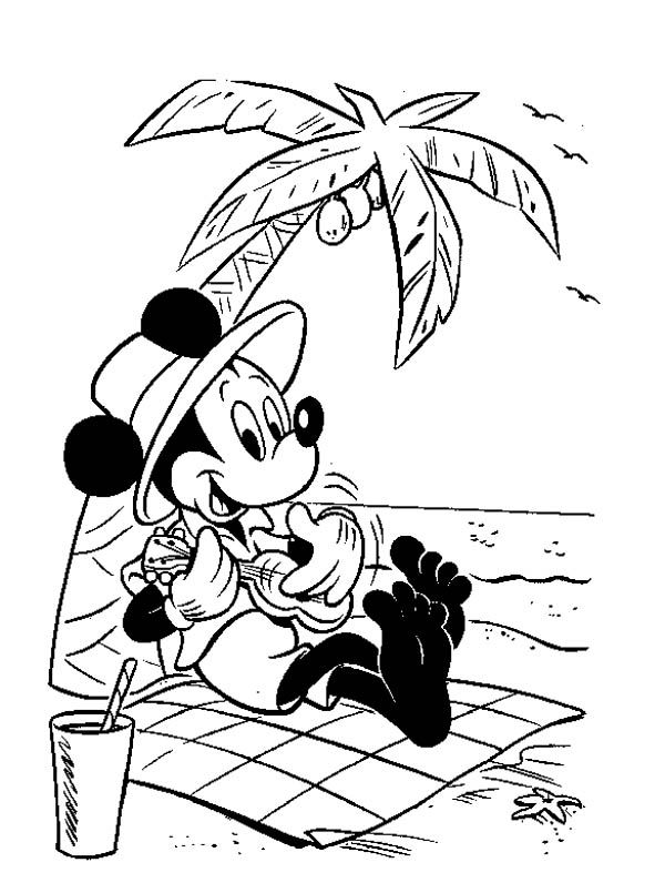 Mickey mouse playing guitar at the beach coloring page color luna pãginas para colorear de verano pãginas para colorear disney pãginas para colorear