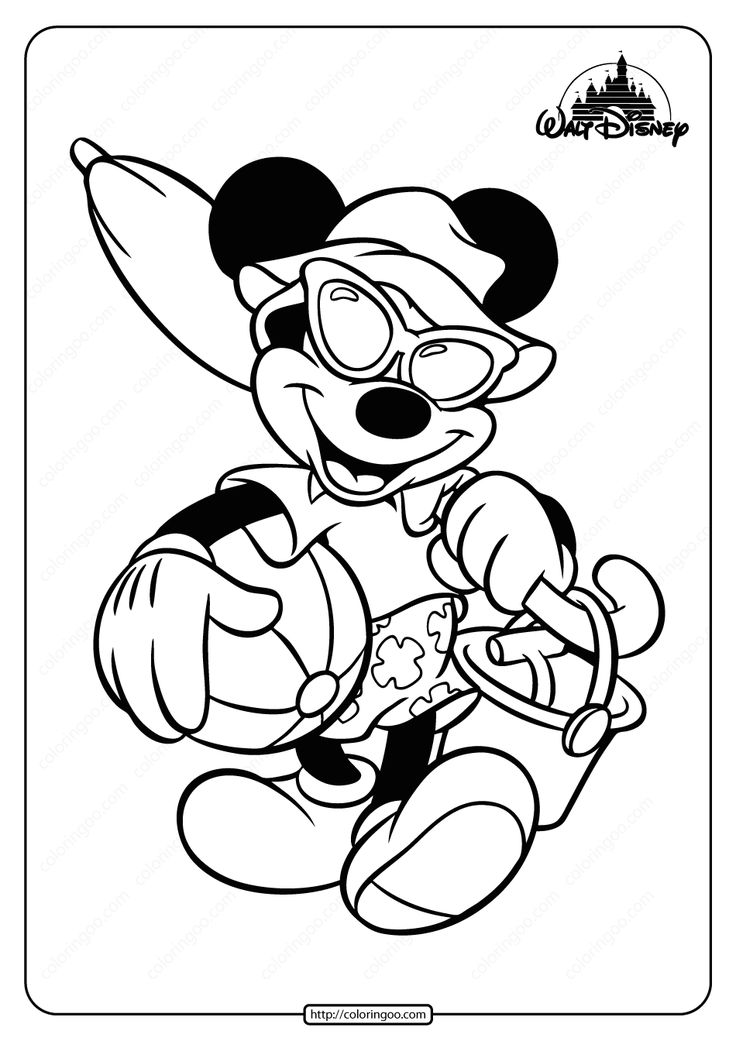 Printable mickey mouse beach fun coloring page disney coloring pages mickey coloring pages mickey mouse coloring pages