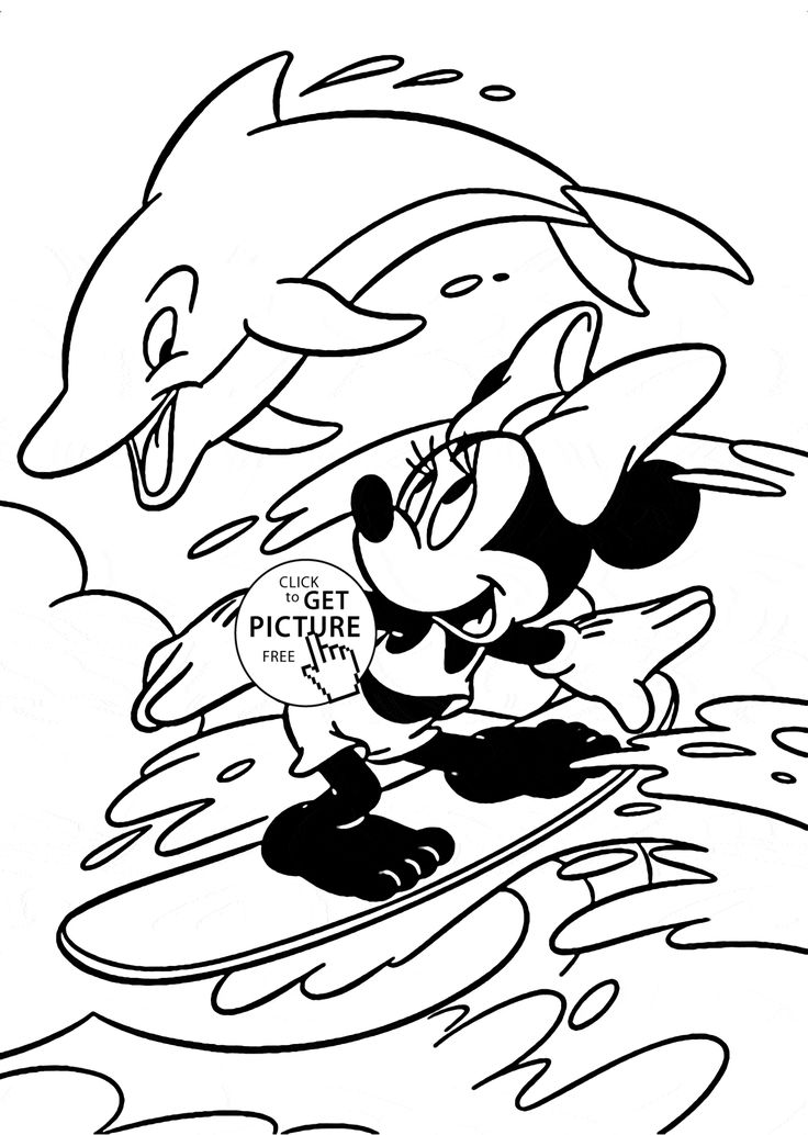 Dolphin and minnie mouse coloring page for kids animal coloring pages prinâ minnie mouse coloring pages cartoon coloring pages disney coloring pages printables