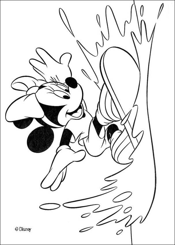 Minnie mouse is surfing coloring pages