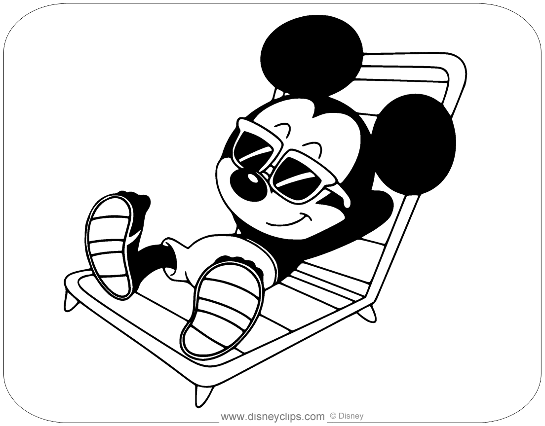 Mickey mouse summer coloring pages